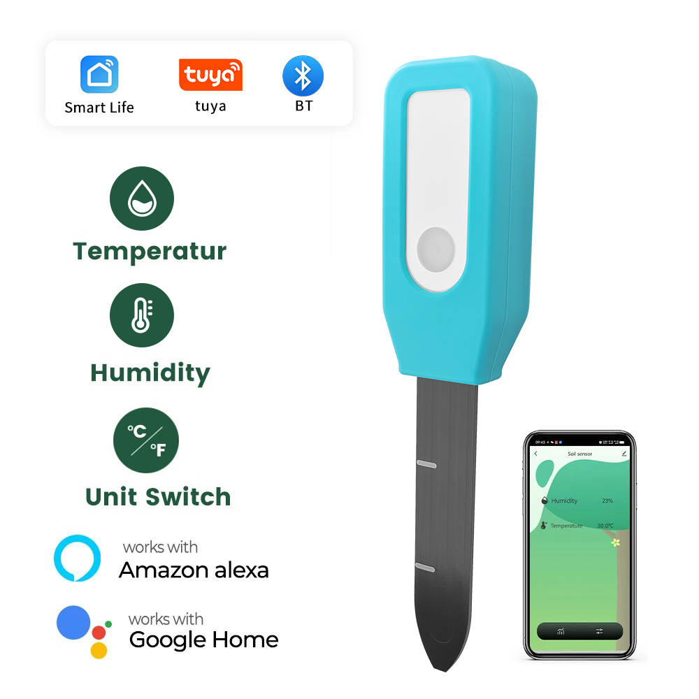 Smart Garden Monitor - Tuya Soil Tester Humidity & Temperature