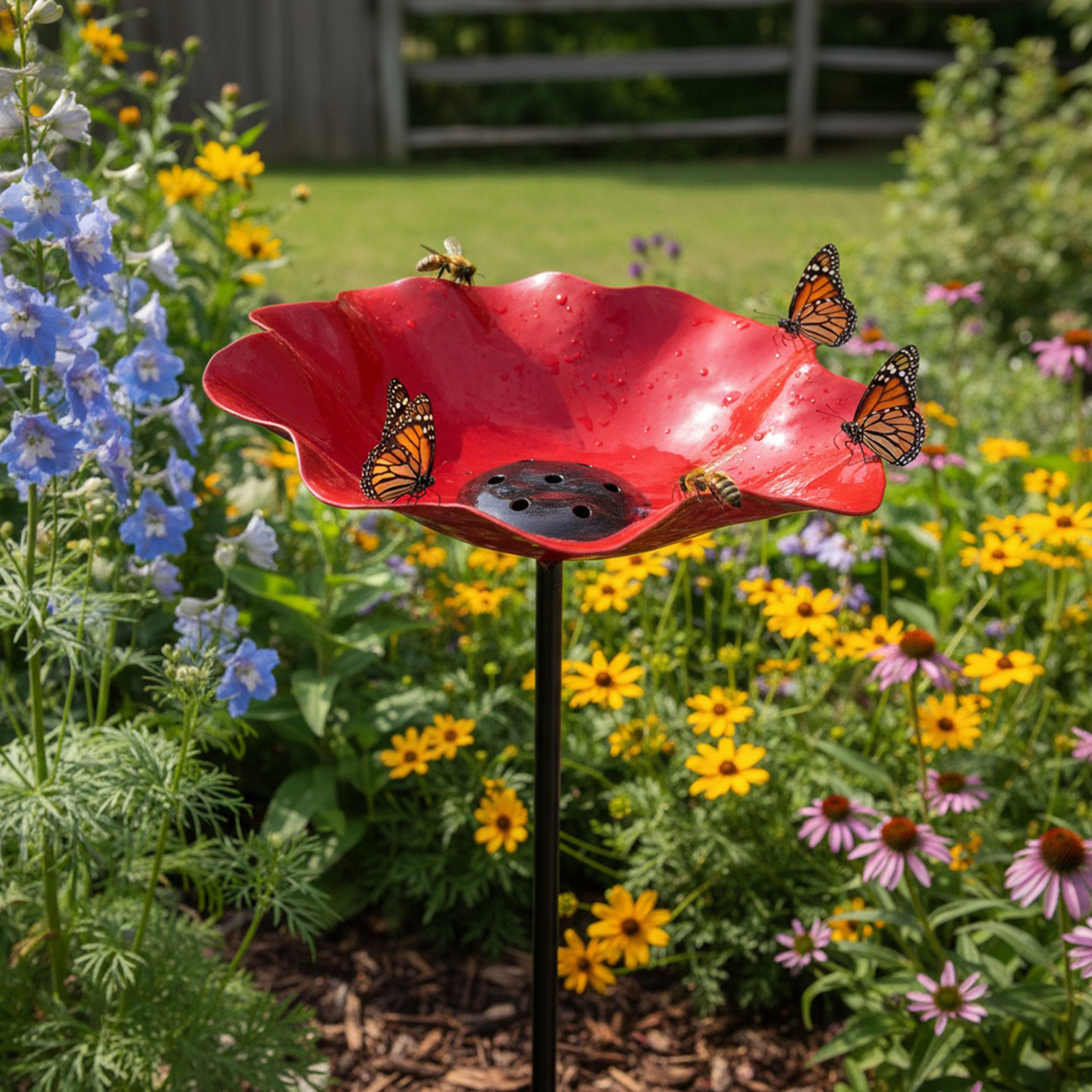 Garden Weather Station - Bee Watering Station Metal Flower Garden