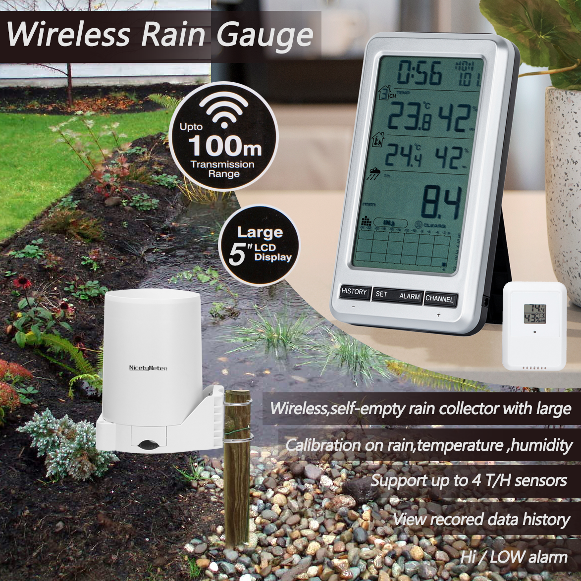 0206 RF 433mhz Wireless Tippin - Garden Weather Station 리뷰 및 가격