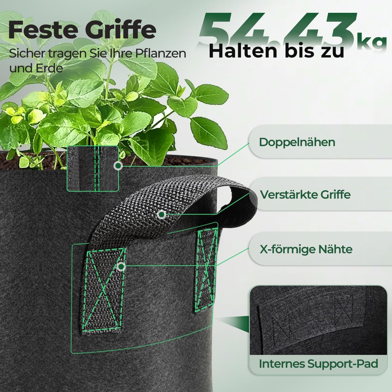 Fabric Plant Grow Bags with Ha - Smart Garden Nursery 리뷰 및 가격