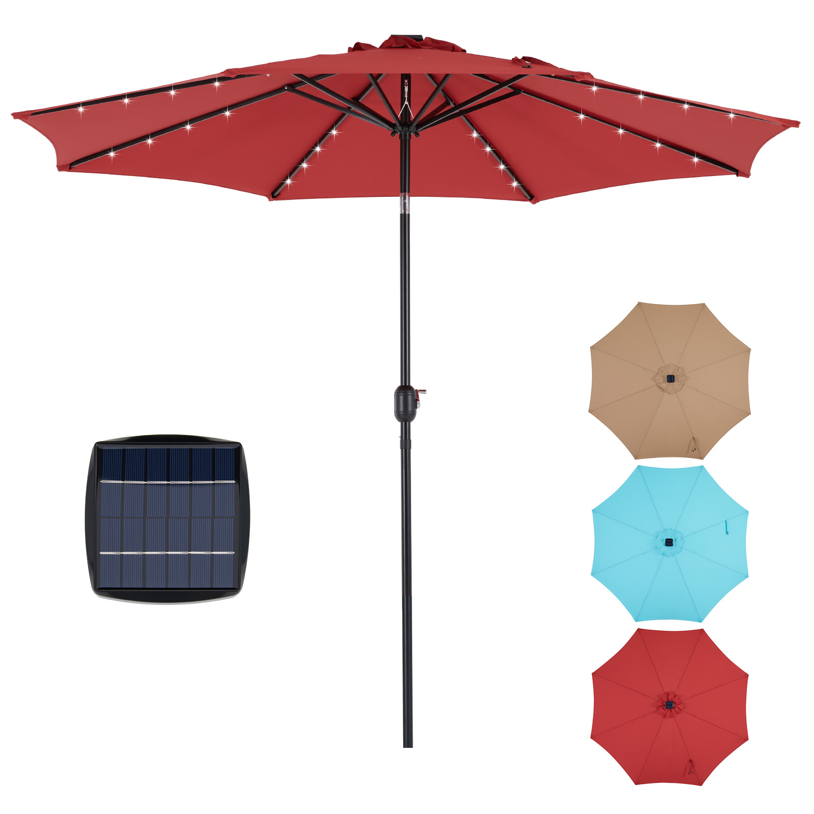 JHK 10FT Solar Patio Umbrella  - Garden Weather Station 리뷰 및 가격