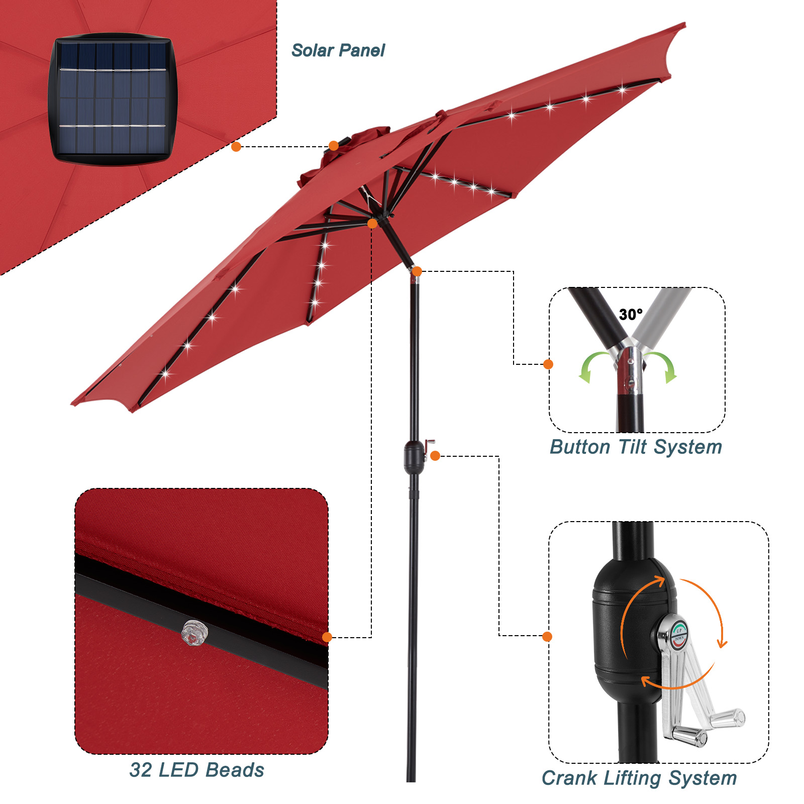 JHK 10FT Solar Patio Umbrella  - Garden Weather Station 리뷰 및 가격