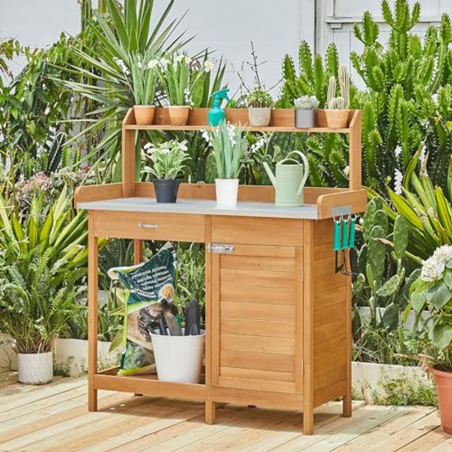 Outdoor potting bench table wo - Garden Weather Station 리뷰 및 가격