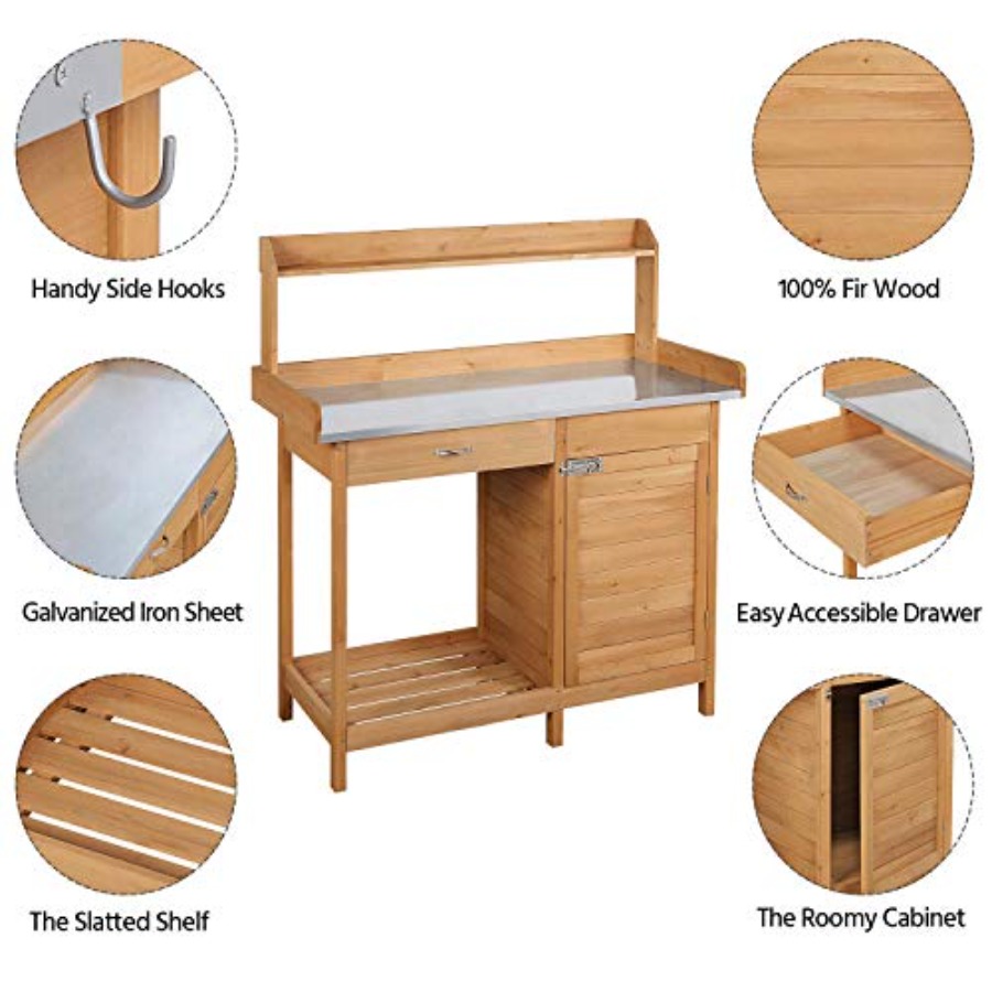 Outdoor potting bench table wo - Garden Weather Station 리뷰 및 가격