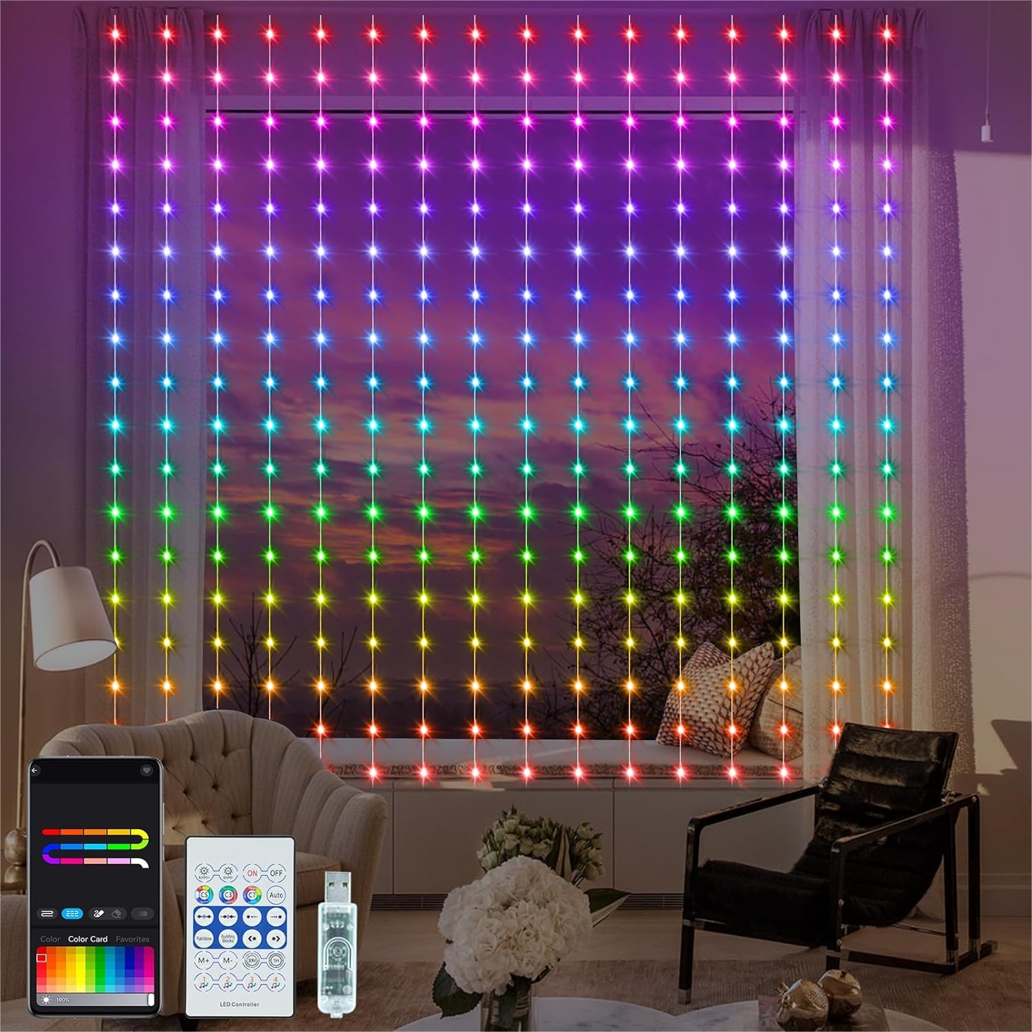 Smart Curtain Lights RGB 5050  - Smart Garden Usa 리뷰 및 가격